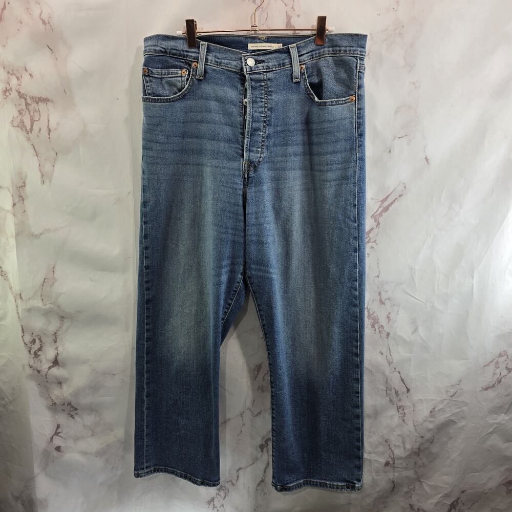 Levis Jeans Womens 32 Ribcage Straight Ankle Button Fly High Rise Medium Wash